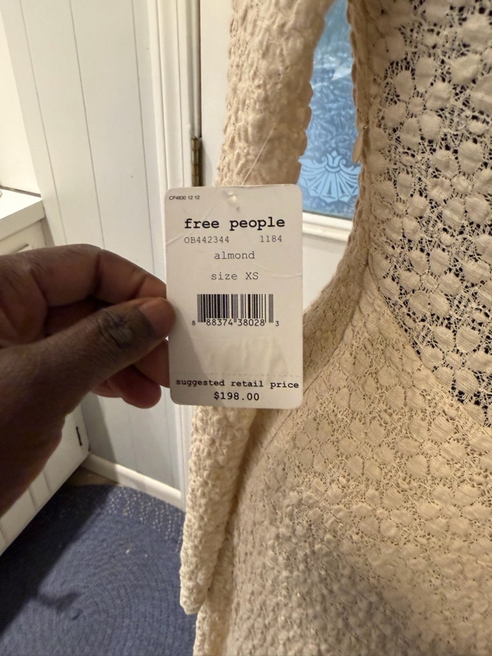 Free People Cream Textured‎ Long-Sleeve Lace Maxi Dress - Picture 4 of 7